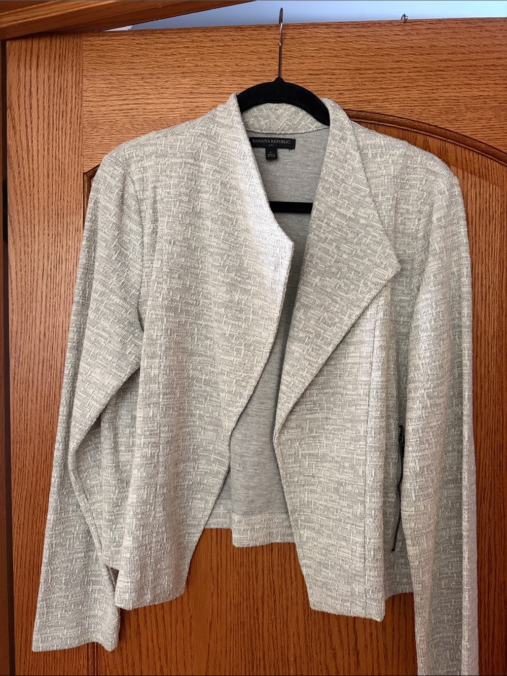 Banana Republic Heather Gray Open Front Drape Blazer